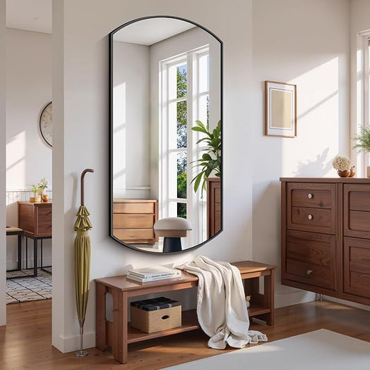COFENY Bathroom Mirror, 30x60 Inch Black Oval Large Wall Mounted Mirror with Thin Metal Frame, Modern Bathroom Vanity Mirrors for Over Sink, Entryway, Living Room, Bedroom