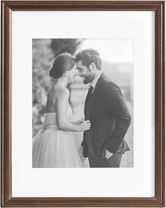 Kate and Laurel Adlynn Rectangle Picture Frame Set of 4; 11 x 14 matted to 8 x 10; Bronze; Vintage Four-Piece Frame Set for Gallery Wall Frame Set in Living Room Wall Decor