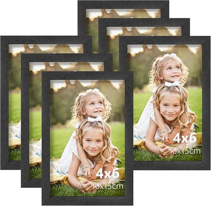 ATOBART 4x6 Black Wood Photo Frame,6 Pack Picture Frames Plexi Glass front Wall Hanging Gallery for Wall and Tabletop Display,set of 6