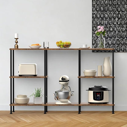 ETELI Tall TV Stand for 50 Inch TV Small Entertainment Center with Storage Shelf 3 Tier Television Stands Wood TV Console Cabinet Table for Living Room and Bedroom Brown