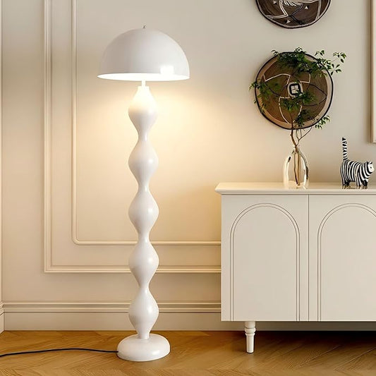 Modern Floor Lamp, White, Metal, 59.1 Inch High, 3 Light Colors, Foot Switch, Decorative, Reading