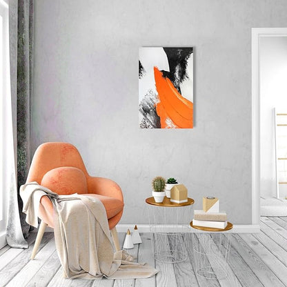 YPY Modern Abstract Canvas Wall Art: Grey Orange Hand Painted Oil Paintings for Wall Decorations, Minimalist Picture Print Poster Large Home Living Room Decor 16 x 24