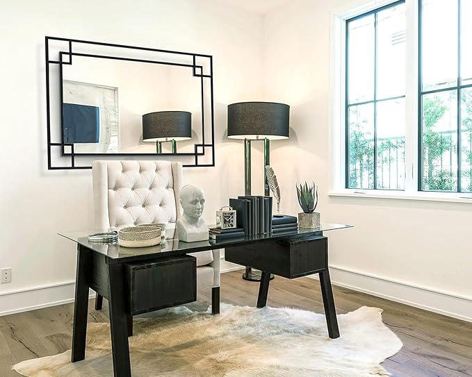 Chende Large Wall Mirror for Decor, 28'x40'' Black Bathroom Mirror with Metal Frame, Elegant Decorative Mirror for Entrance, Dining Room, Bedroom