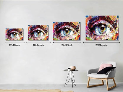 Yatsen Bridge Graffiti Wall Art Colorful Eye Street Art Pictures HD Print Home Decoration for Living Room Bathroom Wall Decor Gallery Wrapped Easy to Hang - 18x24 inch