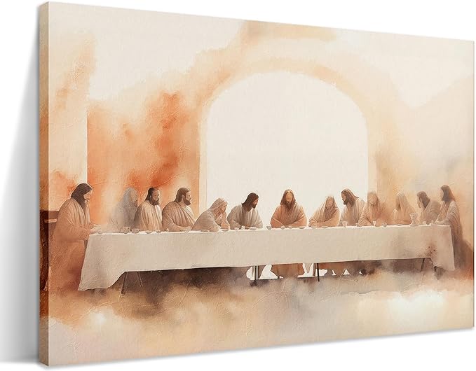 Jesus Last Supper Canvas Wall Art, Leonardo da Vinci Pictures Canvas Print Posters Wall Decor, Christian Wall Art Home Decor for Living Room Dining Room Decor 24x36 inch Framed
