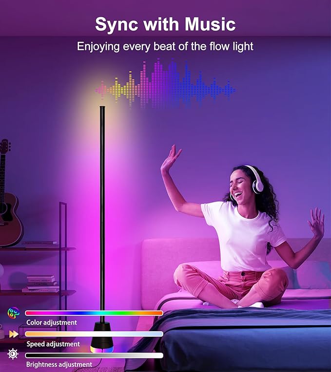 Ericlin Corner Floor Lamp, Smart RGB LED Corner Lamp with App and Remote Control, 16 Million Colors & 68+ Scene, Music Sync, Timer Setting,Ideal Standing Lamp for Living Rooms,Bedrooms,Gaming Rooms