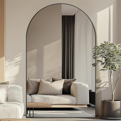 MELOMOIR Arched Full Length Mirror, 44"x72" Oversized Floor Mirror Freestanding, Large Full Body Mirror for Bedroom Living Room, Tempered Glass, Black