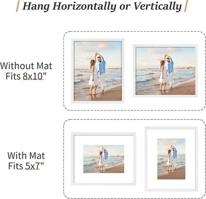 ATOBART 8x10 White Wood Photo Frame,6 Pack Picture Frames Plexi Glass front Wall Hanging Gallery for Wall and Tabletop Display,set of 6