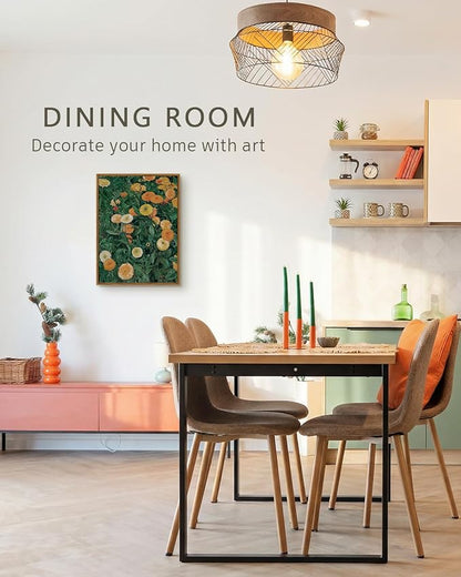 VIYYIEA Framed Canvas Wall Art Home Decor Aesthetic for Living Room, Vintage Wall Art, Framed Prints Painting Flower Artwork Bedroom Pictures Kitchen, Gifts for Friends- Summer Blooms, 16L x 12W