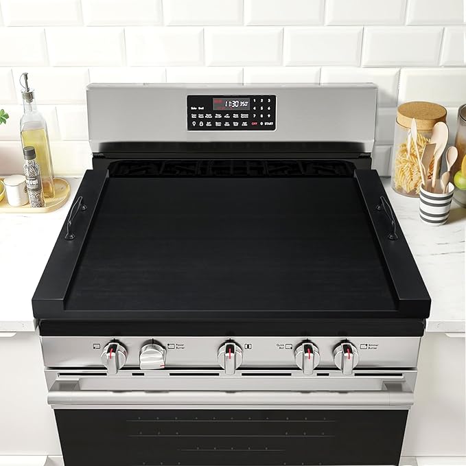 GASHELL Noodle Board Stove Cover with Handles, Multiple Stove Top Cover Board for Electric/Gas Stove Top(Black), GSC-2212