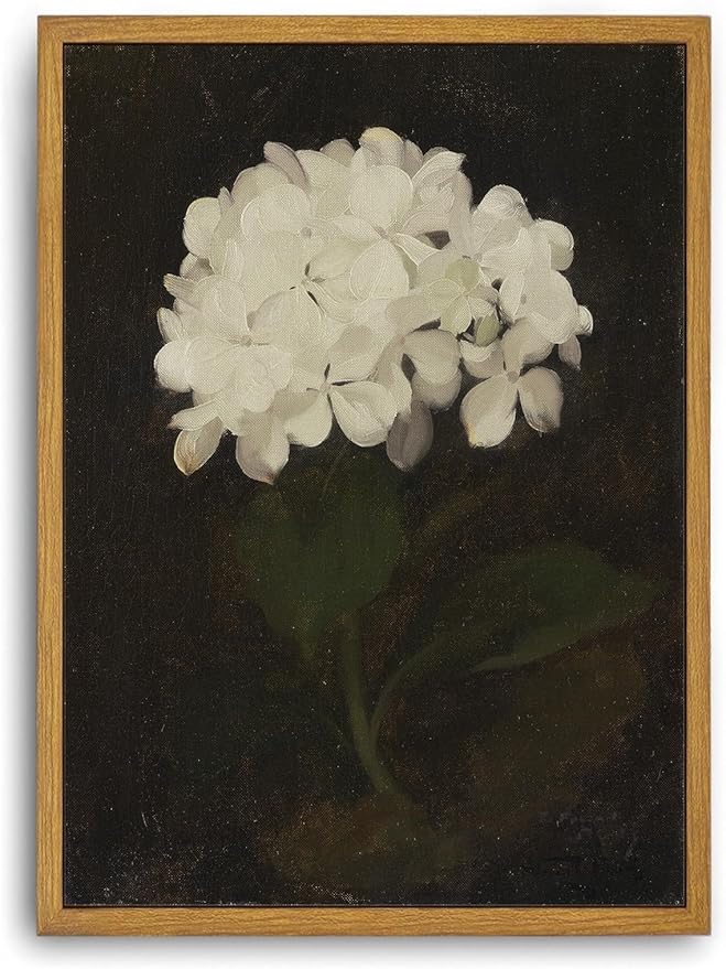 Djmwtb Framed Wall Art Vintage Wall Decor Hydrangea Canvas Art Floral Pictures Botanical Paintings Dark Prints Moody Artwork for Bedroom Living Room
