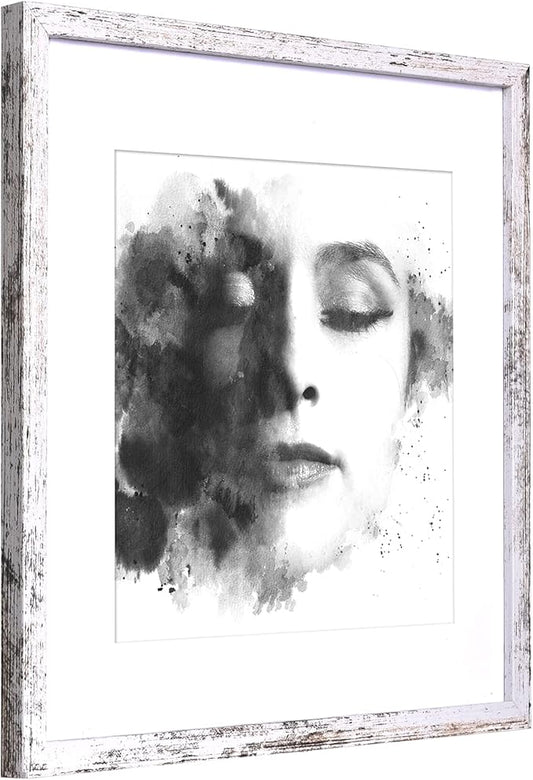 Yaetm 20x20 Picture Frame Rustic White Set of 3, Square 20x20 Frame Displays 16x16 with Mat or 20 x 20 without Mat, Gallery Wall Frames for Wall Mounting (3 Pack, White)