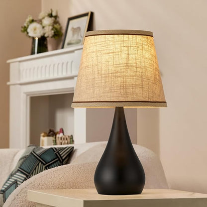 17.3'' Modern Dimmable Touch Lamps for Nightstand 2pcs, Table Lamps for Living Room, Reading Desk Lamp for Office, Bedside Lamps with Iron Base, Small Lamp for Bedroom, Bulb Included, Black