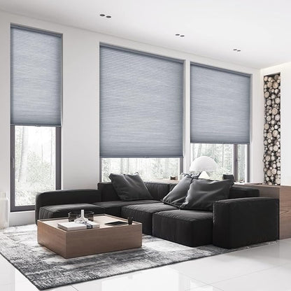 LazBlinds Cordless Cellular Shades, Light Filtering Honeycomb Shades for Home, Thermal Insulation Noise Reduction Blinds for Windows, 28'' W x 48'' H, Dark Grey