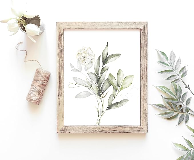 Botanical Watercolor Art Prints (Set of 4) - 11x14 (Unframed) | Boho Leaves and Flowers Wall Decor | Minimalist Floral Artwork for your Home, WFH Office, Kitchen, Dining Room, Bedroom, and Bathroom