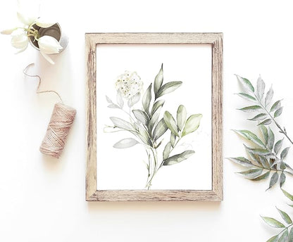 Botanical Watercolor Art Prints (Set of 4) - 11x14 (Unframed) | Boho Leaves and Flowers Wall Decor | Minimalist Floral Artwork for your Home, WFH Office, Kitchen, Dining Room, Bedroom, and Bathroom