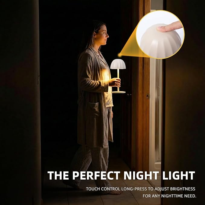 Modern 2-in-1 Table Lamp & Bottle Lamp, Pleated Metal Shade Touch Control Lamp | Adjustable Height, Warm Light & RGB, Stepless Dimming, Anti-Tip Design,Umbrella,Beige