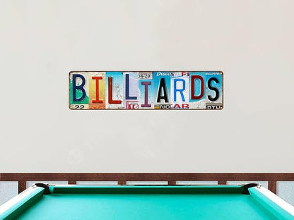 Billiard Room Sign Billiard Rules Wall Art Pool Table Decor Metal Sign Wall Decor License Plate Design Game Room Sign for Pub Bar Billiard Room 16" X 4"