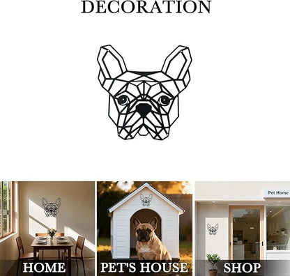 French Bulldog Metal Wall Décor, 11.8“x12.6”Grid-like Black Decorations,Unique Modern Iron Dog Statue,Great Gifts for Bulldog Lovers,Dog Room Decor,Cartoon Animal 3d Wall Art for Bedroom,LivingRoom,Cafe