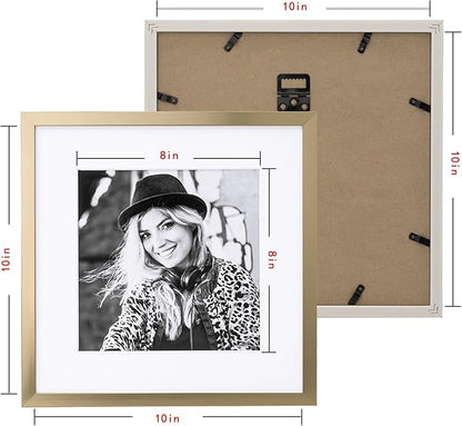 ArtbyHannah Photo Collage Frames for Wall, 10x10 Inch Square Picture Frame for Living Room or Staircase Decoration (Gold, 9 Pack)