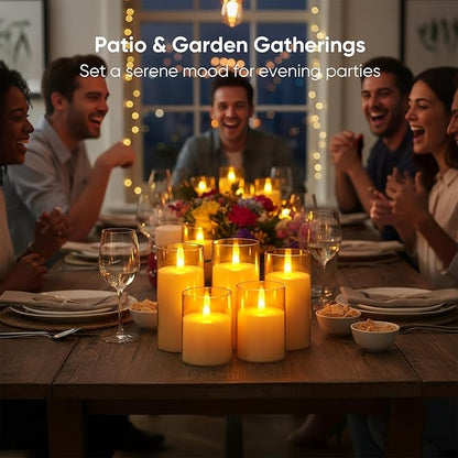 Amagic 3"×4" 5" 6" 6" 6" Gold Flameless Candles with Remote and Timer, Realistic Flickering Battery Operated Acrylic Led Fake Candles for Home Wedding Party Fall Christmas Decor, Set of 5