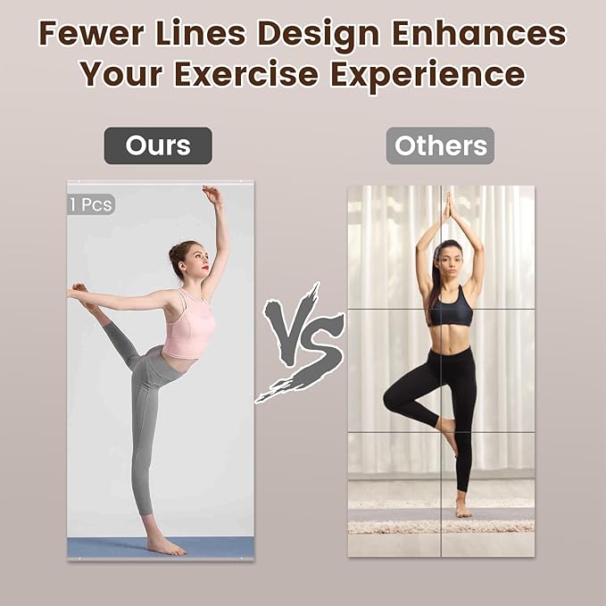 LOAAO Home Gym Mirror, 56"x24"-2 PCS Gym Mirrors for Wall, Frameless, Tempered Glass, Large Workout Mirrors for Home Gym, Dance Studio, Yoga Room, Garage Gym