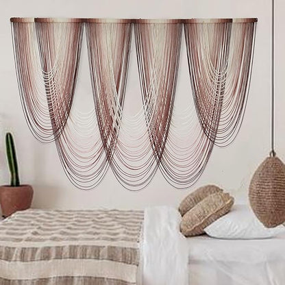 IOWER Macrame Wall Hanging Pink Dip-Dyed Large Macrame Wall Decor For Living Room Boho Fiber Art 57" W x 41" L