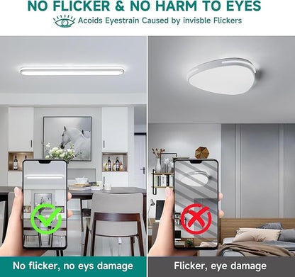 Smart 4Ft Linear LED Ceiling Light, 68W Dimmable Flush Mount Wraparound Fixture with Remote Control, Modern Metal Design, Suitable for Energy-Saving LED Lighting for Home Use