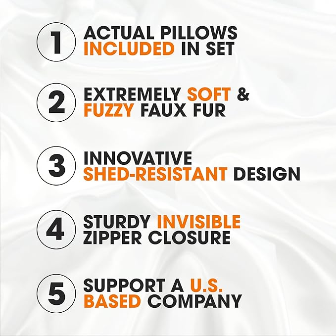 Cheer Collection Faux Fur Throw Pillows - Decorative Pillows for Couch, Bed Throw Pillows, Purple Accent Pillows for Bedroom or Living Room Aesthetic, Set of 2 Furry Throw Pillows, 12" x 20"