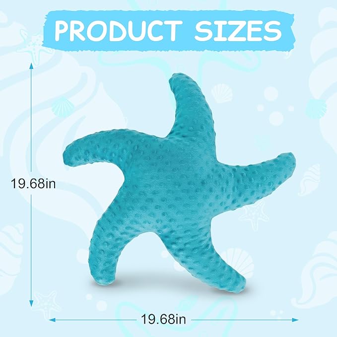 XIAIJIA Starfish Pillow Decorative Throw Pillow, 19.68x19.68 Inch Coastal Beach Pillow, Ocean Decor Beach Themed Room Accent Pillow for Couch Bed Bedroom（Turquoise）