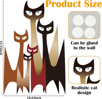 Wesiti Cat Wall Art Decor Iron Wall Sculptures Decor for Cats Lover 10.6 x 15.7 Inches Colorful Mid Century Cat Retro Signs for Home Living Room Bedroom Kitchen Office(Modern)