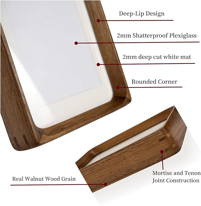 FLECHAZO 12x12 Frame, Natural Solid Walnut Wood 12x12 Picture Frame with Mat for 10x10 Photos, Square Wall Gallery Photo Frame for Wall Mounting and Tabletop Display