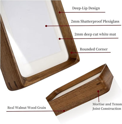 FLECHAZO 12x12 Frame, Natural Solid Walnut Wood 12x12 Picture Frame with Mat for 10x10 Photos, Square Wall Gallery Photo Frame for Wall Mounting and Tabletop Display