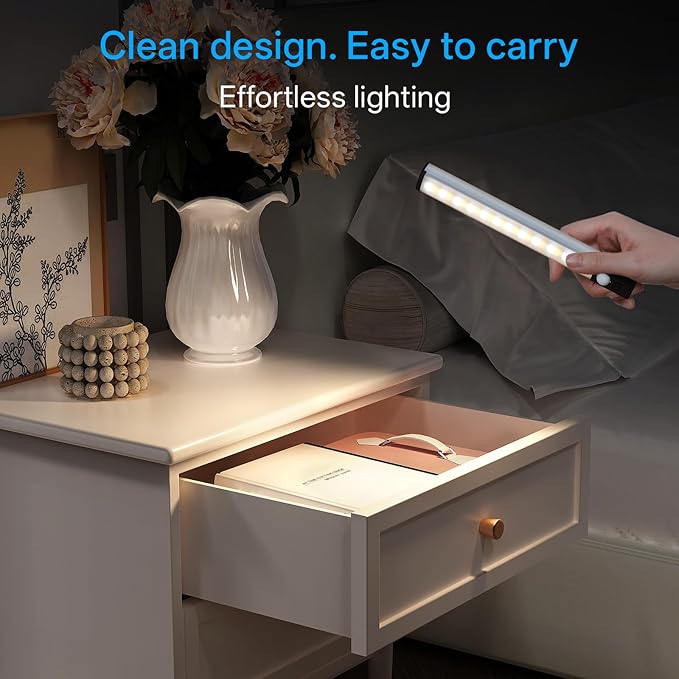 Under Cabinet Lighting,LED Closet Lights,Rechargeable Motion Sensor Light Indoor,3 Colors Dimmable,Magnetic Installation for Kitchen,Wardrobe,Bedroom,Drawer 3Pack