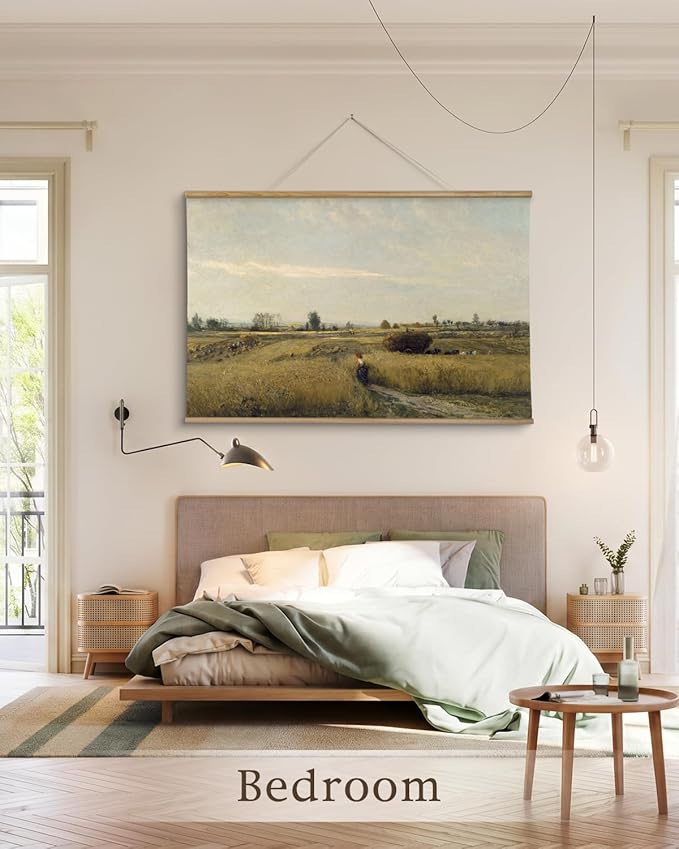 InSimSea 36x54 Large Canvas Scroll Wall Art, Autumn Harvest Nature Landscape Oil Painting, Rustic Countryside Wall Decor for Living Room, Bedroom, Dining Room, Family Room