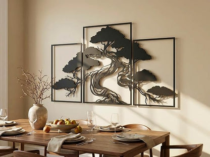 Vailla Tree of Life Wall Art Decor Set of 3 Wall Hanging Sculpture Modern Wall Home Decoration 3D Textured Sculptures for Living Room Bedroom Office Dinnig Room 3 Panels Family Tree Wall Hangings