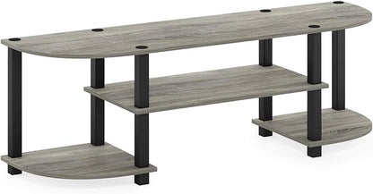 Furinno TURN-S-TUBE TV Stand, Wide Entertainment Center, TV Console for TV up to 55 Inch, for Living Room, Bedroom, Oak Grey