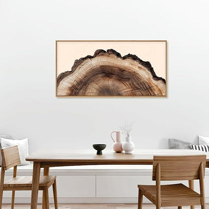 KAIRNE Vintage Tree Rings Framed Canvas Wall Art Set, Retro Wood Stump Wall Decor, Neutral Tree Spiral Art Prints, Modern Annual Ring Artwork for Living Room, Bedroom, Farmhouse, Office-40 x20 x1