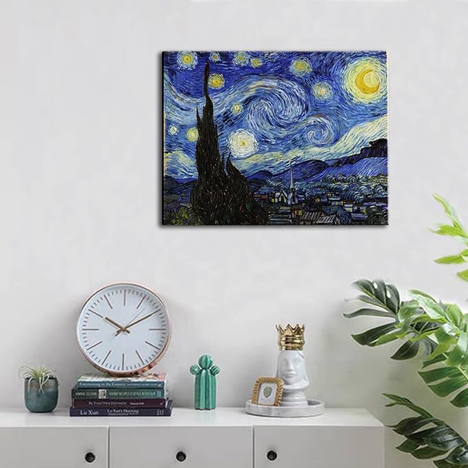 dgbtcart Starry Night, Vincent Van Gogh Canvas Wall art, Classic Paintings Reproduction Pictures Poster, Abstract Artwork Prints for Home Decor