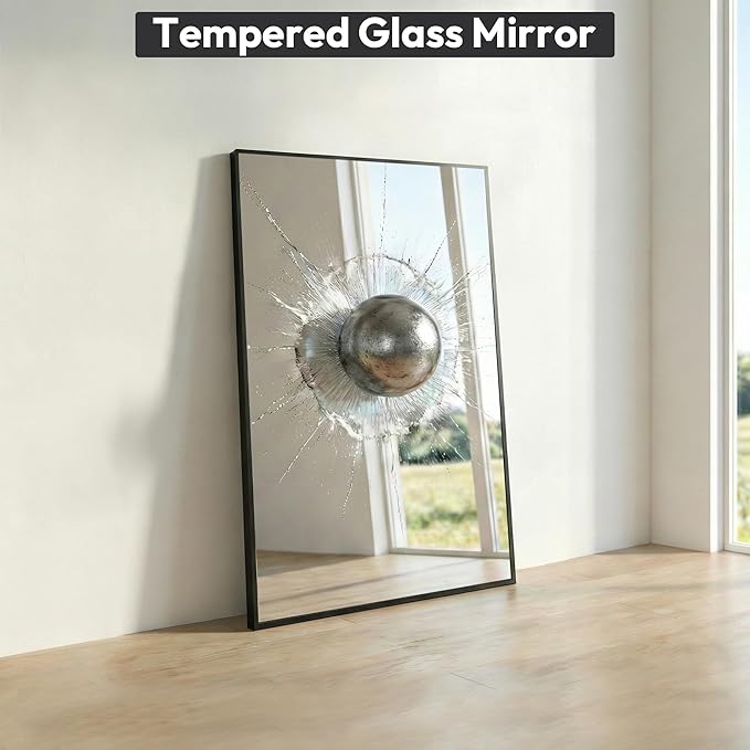 24" x36" Matte Black Wall Mirror for Bathroom, 36" x 24" Metal Framed Vanity Mirror, Modern Minimalist Rectangular Decor for Entryway, Vertical/Horizontal Hang