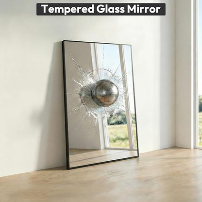 24" x36" Matte Black Wall Mirror for Bathroom, 36" x 24" Metal Framed Vanity Mirror, Modern Minimalist Rectangular Decor for Entryway, Vertical/Horizontal Hang