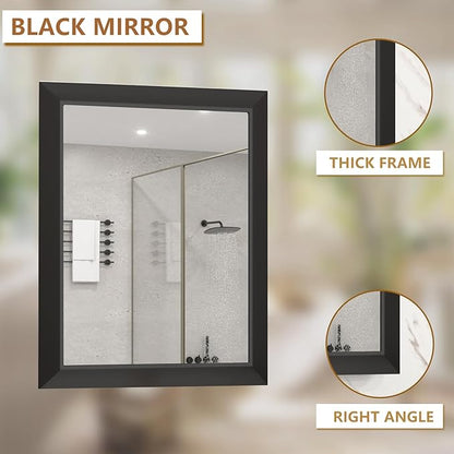 SMIROR Matte Black Bathroom Mirror for Over Sink 48x 40 inch, Metal Thick Frame Rectangle Vanity Mirror for Wall, Anti-Rust, Horizontally or Vertically Mounted