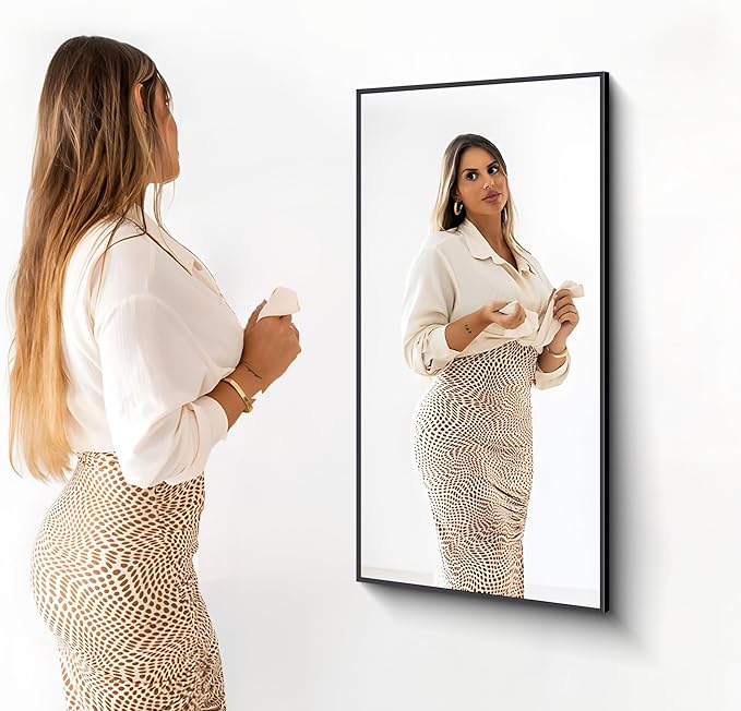 DESBING Black Bathroom Mirror for Wall, 24x48 Inch Rectangle Mirrors with Metal Frame, Modern Vanity Wall Mirror Decor for Entryway Hangs, Bathroom Living Room Horizontal or Vertical