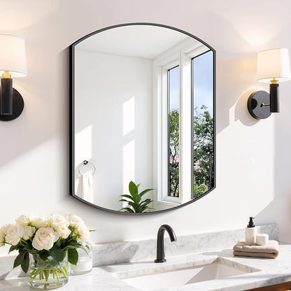 COFENY Bathroom Mirror, 18x24 Inch Black Oval Wall Mounted Mirror with Thin Metal Frame, Modern Bathroom Vanity Mirrors for Over Sink, Entryway, Living Room, Bedroom