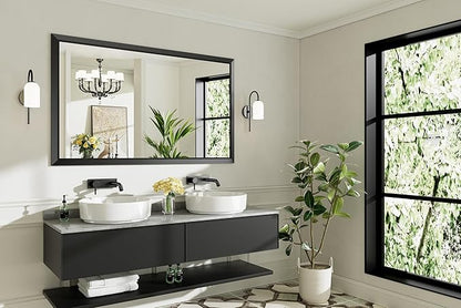 Briivue 60x36 Inch Black Bathroom Mirror for Wall, Thick Metal Framed Rectangle Mirrors for Over Sink, Bedroom, Living Room, Entryway, Anti-Rust, HD Tempered Glass