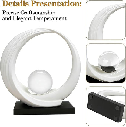 Dosker Golden Shelf Decor Statues,Coffee Table Modern Abstract Stripe Home Decor Sculpture,Desk Decor for Living Room,Office(White)