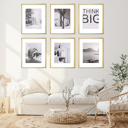 Fixwal 16x20 Poster Frame Set of 6 with Shatter Resistant Plastic Glass, Thin Border and Light Weight Photo Frames for Wall, Gift for Mother's Day, Father's Day, Graduation, Gold