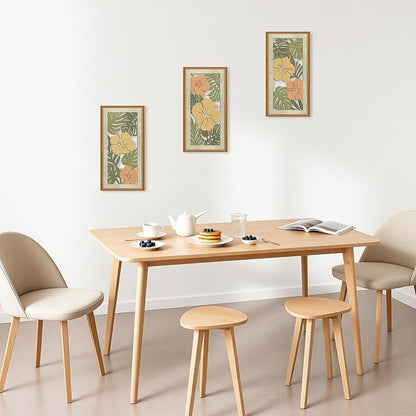 Celestdeco 3 Pcs Boho Flower Market Wall Decor Floral Botanical Modern Wood Wall Art Bohemian Floral Hanging Decor Abstract Minimalist Wooden Art for Living Room Bedroom Office 7.9 x15.8 Inch