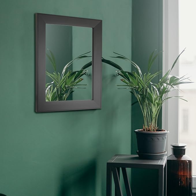 Ruomeng Rectangular Wall Mirror 12" x 16" Framed Mirror for Bathroom, Bedroom, Entryway, Living Room, Black
