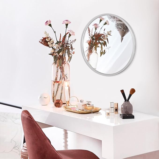Mirrors for Wall Mirror Sliver Metals Framed Round Farmhouese Bathroom Mirror Ative Hanging Mirror for Bedroom Vanity Entryway